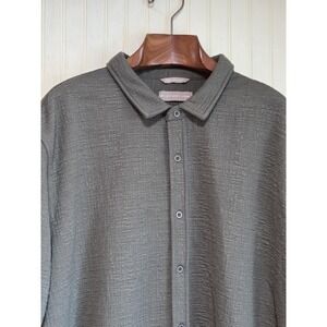 Distortion Shirt Mens 3XL Green Textured Short Sleeve Button Front Casual Top